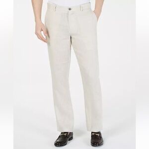 Tasso Elba 100% Linen Pants, Cream, Size 34x30
